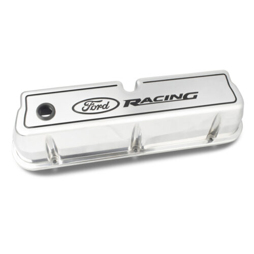 Ford Performance 302-001 Ford Racing Logo Die-Cast Valve Covers Polished for 1968-1973 Ford Mustang