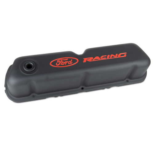 Ford Performance 302-072 Ford Racing Logo Stamped Steel Valve Covers Black Crinkle Finish for 1968-1973 Ford Mustang