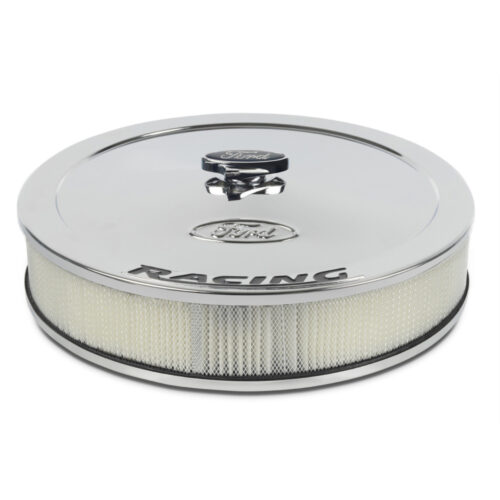 Ford Performance 302-351 Air Cleaner Kit with Ford Emblem and Black Ford Racing Emblem Chrome Finish