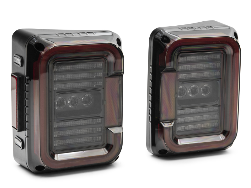 Raxiom for 2007-2018 Jeep Wrangler JK Axial Series LED Halo Tail Lights- Black Housing (Dark Smoked Lens) - Image 4