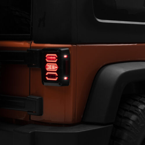 Raxiom for 2007-2018 Jeep Wrangler JK LED Tail Lights- Black Housing (Smoked Lens)