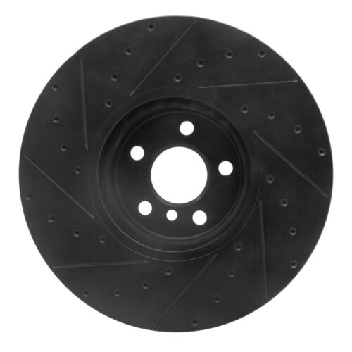 R1 Concepts for 16-25 BMW 230I xDrive Right Front Drilled & Slotted Black Brake Rotor - Image 5