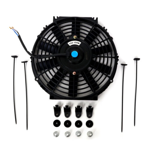 BLOX Racing Electric Slim Fan - 12in 120W - Straight Blade Black - V2