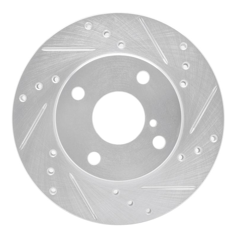 R1 Concepts for 90-93 Mazda Miata Front Right Drilled & Slotted Silver Brake Rotor