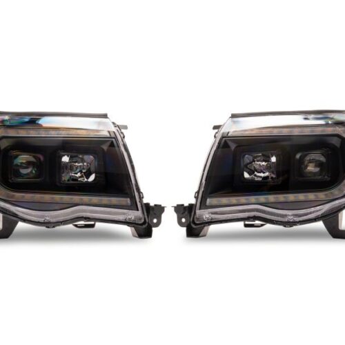 Raxiom for 2005-2011 Toyota Tacoma Axial Series Switchback Projector Headlights- Black Housing- Clear Lens