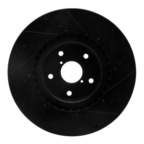 R1 Concepts for 05-17 Subaru WRX STI Front Left Drilled & Slotted Black Brake Rotor - Image 5