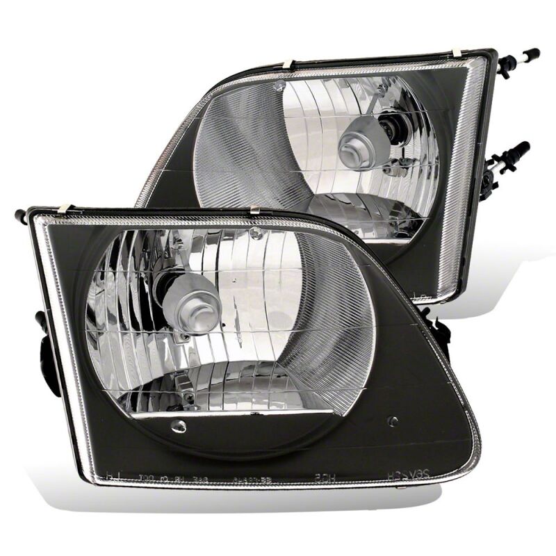 Raxiom for 1997-2003 Ford F-150 G2 Euro Headlights- Black Housing- Clear Lens