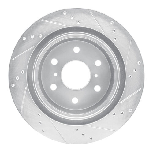 R1 Concepts for 07-20 Cadillac Escalade EXT Rear Left Drilled & Slotted Silver Brake Rotor - Image 5