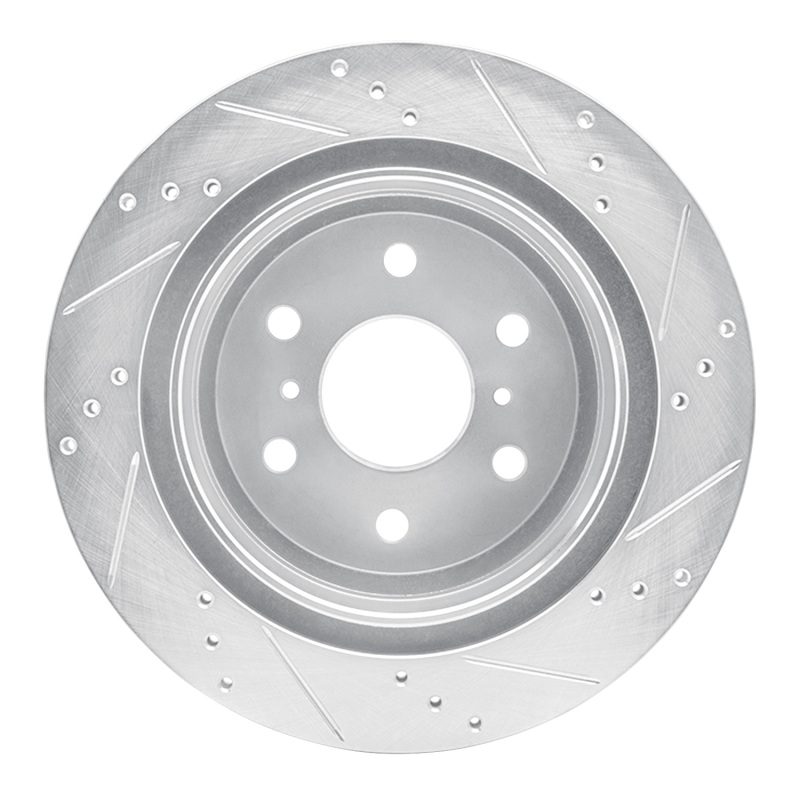R1 Concepts for 07-20 Cadillac Escalade EXT Rear Left Drilled & Slotted Silver Brake Rotor - Image 5