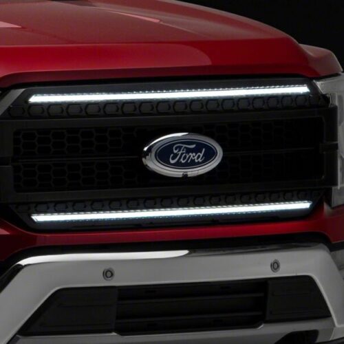 Raxiom for 2021-2023 Ford F-150/ Exc.Raptor CXR Series LED Upper Replacement Grille with White DRL- Black - Image 2
