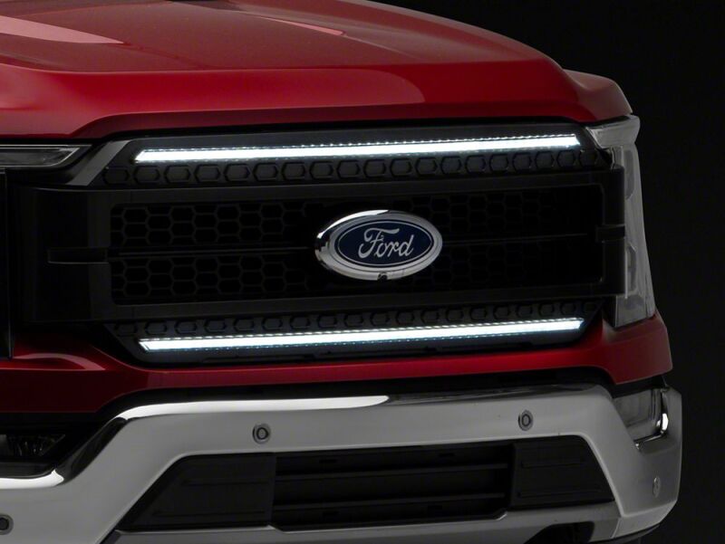 Raxiom for 2021-2023 Ford F-150/ Exc.Raptor CXR Series LED Upper Replacement Grille with White DRL- Black - Image 2