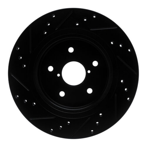 R1 Concepts for 15-25 Subaru Outback Rear Right Drilled & Slotted Black Brake Rotor - Image 5