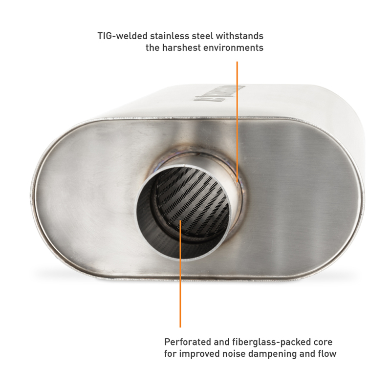 Mishimoto Universal Muffler with 2.5in Center Inlet/Outlet - Brushed - Image 4