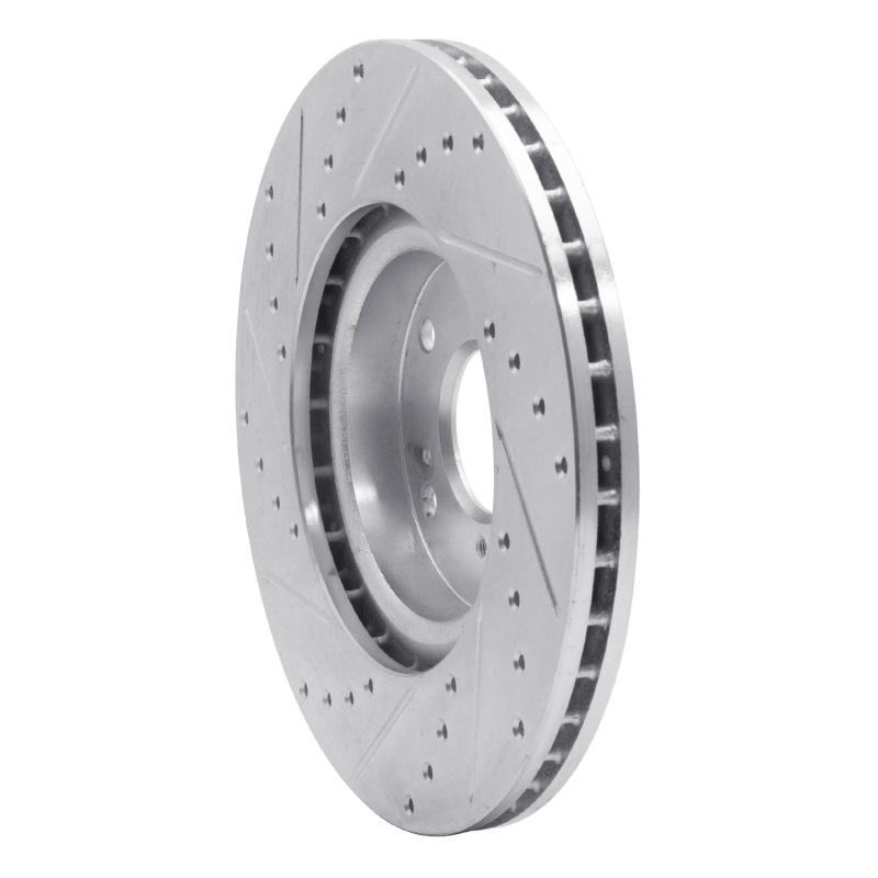 R1 Concepts for 06-15 Honda Civic Si Front Right Drilled & Slotted Silver Brake Rotor - Image 4