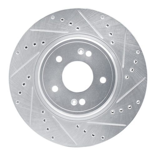 R1 Concepts for 18-23 Genesis G70 Front Right Drilled & Slotted Silver Brake Rotor