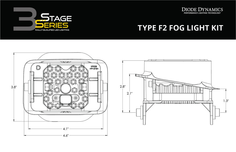 Diode Dynamics SS3 Sport Type F2 Kit ABL - Yellow SAE Fog