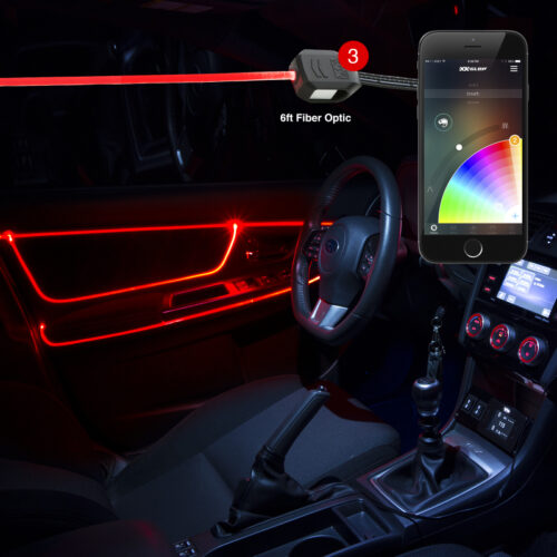 Alternative view of XK Glow Fiber Optic Roll 3pc LED Head XKchrome App Controlled Fiber Optic LED Accent Light Kit 6ft