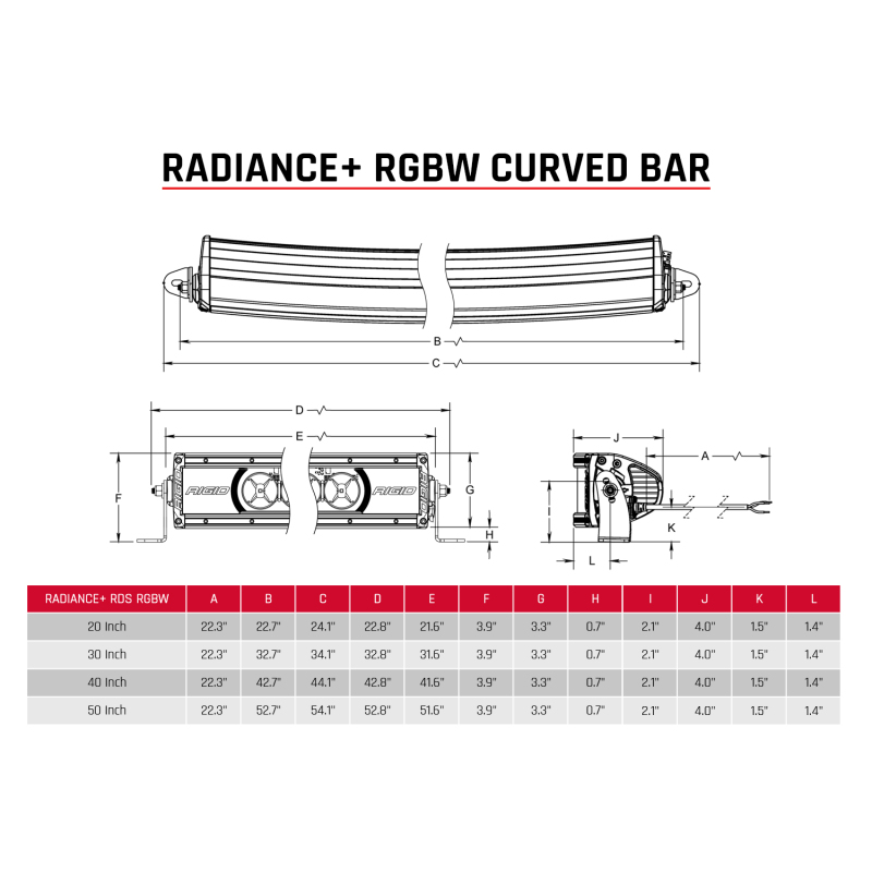 Rigid Industries Radiance+ Curved 40in. RGBW Light Bar - Image 10