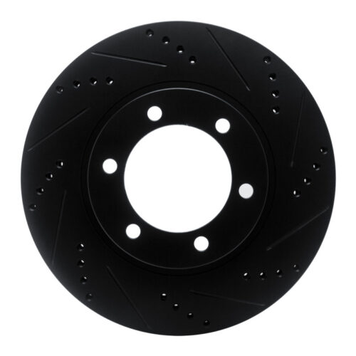 R1 Concepts for 03-09 Lexus GX470 Front Right Drilled & Slotted Black Brake Rotor