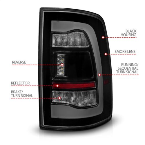 ANZO 09-18 Dodge Ram 1500 Sequential LED Taillights Smoke Black w/Switchback Amber Signal - Image 4
