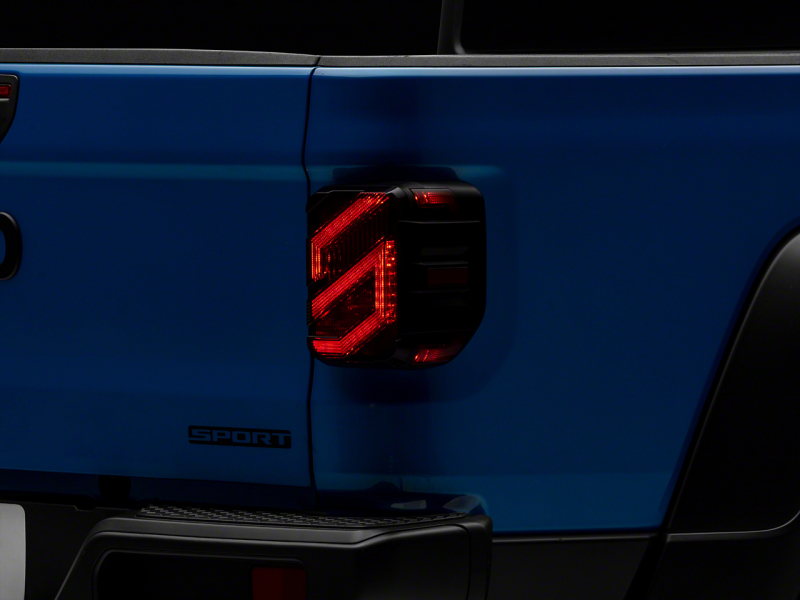 Raxiom for 2020-2023 Jeep Gladiator JT Axial Series LED Tail Lights- Black Housing (Smoked Lens)