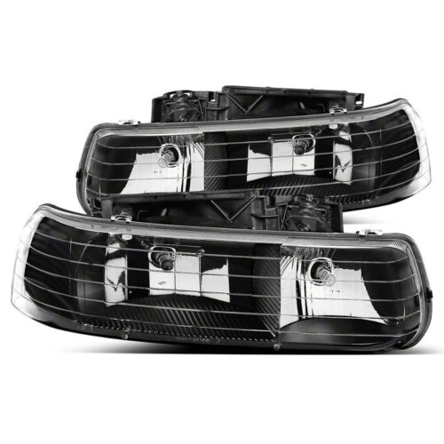 Raxiom for 1999-2002 Chevrolet Silverado 1500 Axial Series Euro Headlights- Black Housing- Clear Lens