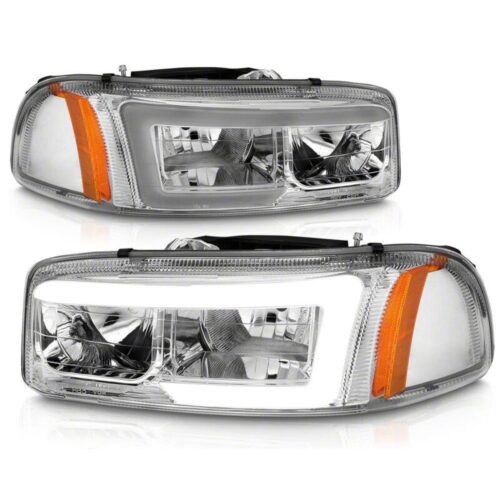Raxiom for 1999-2006 Chevrolet Sierra 1500 Axial Series LED DRL Headlights- Chrome Housing- Clear Lens