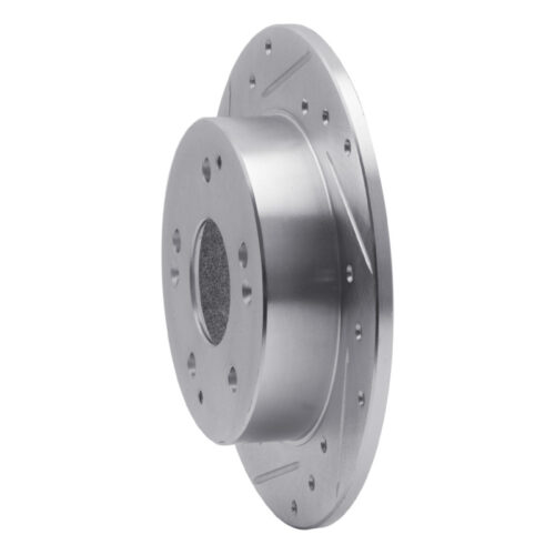 R1 Concepts for 97-01 Acura Integra Rear Left Drilled & Slotted Silver Brake Rotor - Image 2