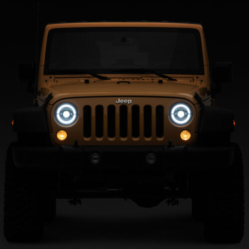 Raxiom for 2007-2018 Jeep Wrangler JK Axial Series LED Headlights- Black Housing (Clear Lens) - Image 10