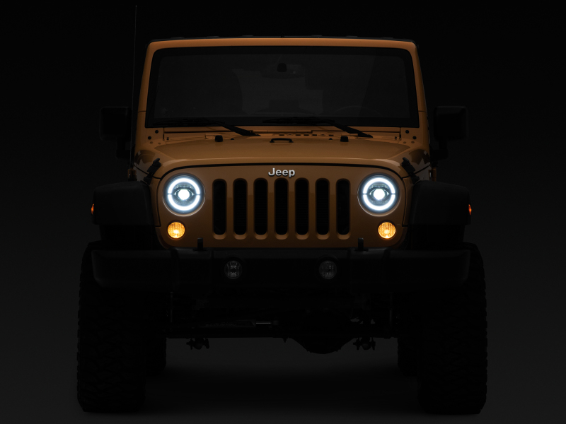 Raxiom for 2007-2018 Jeep Wrangler JK Axial Series LED Headlights- Black Housing (Clear Lens) - Image 10