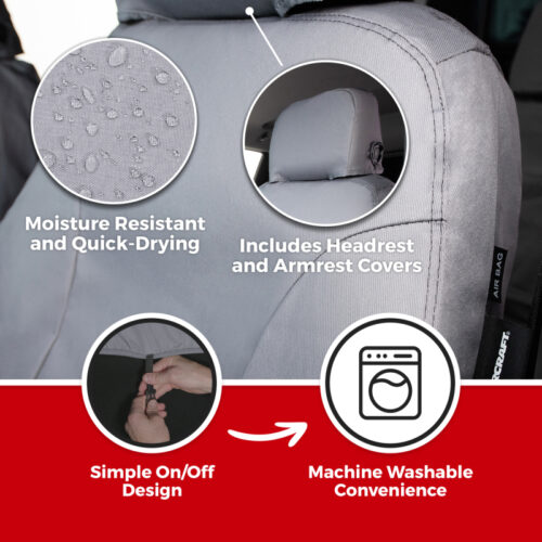 Covercraft 24-25 Toyota Tacoma SeatSaver Custom Seat Cover - Polycotton Charcoal - Image 3