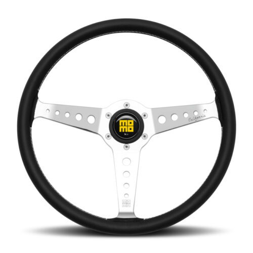 Alternative view of Momo CAL36BK2S California Steering Wheel 360 mm - Black Leather/White Stitch/Polished Spokes