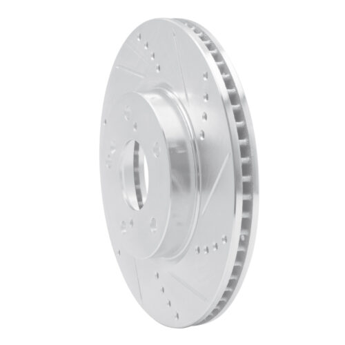Alternative view of R1 Concepts for 16-25 Honda Civic Hatchback Front Right Drilled & Slotted Silver Brake Rotor