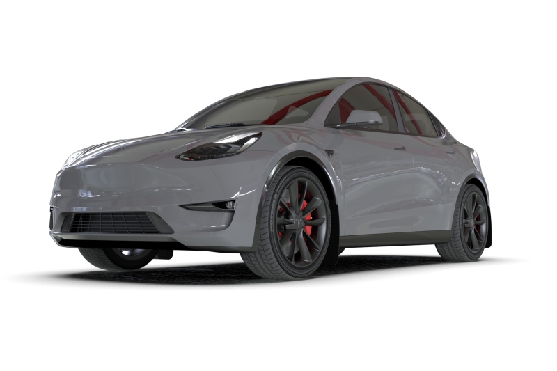 Rally Armor 20-26 Tesla Model Y, Juniper Y Black Mud Flap - Metallic Black Logo - Image 3