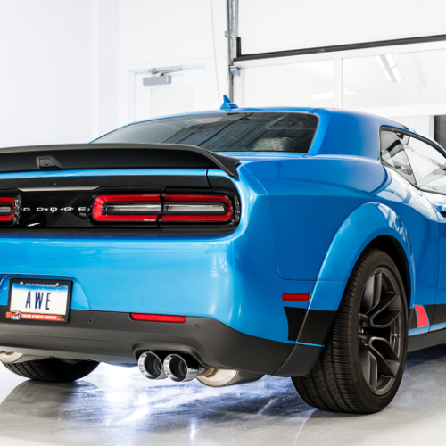 AWE Tuning Touring Edition Exhaust - Quad Silver Tips for 2015+ Dodge Challenger 6.4L/6.2L Non-Resonated - Image 4