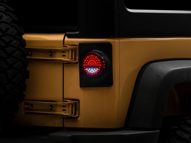 Raxiom for 2007-2018 Jeep Wrangler JK Axial Series Halo LED Tail Lights- Black Housing (Clear Lens) - Image 5