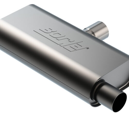 Borla T- Flow Universal Muffler - 2.5in Single Inlet/2.5in Dual Outlet 24in OAL 4.25x9.10x18in Body
