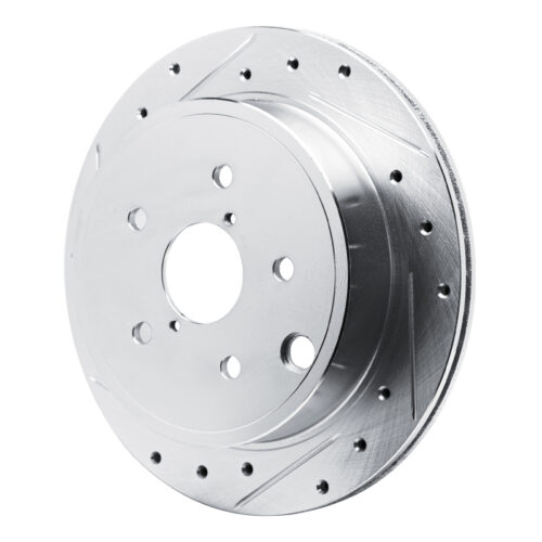 Alternative view of R1 Concepts for 22-25 Subaru WRX Rear Left Drilled & Slotted Silver Brake Rotor