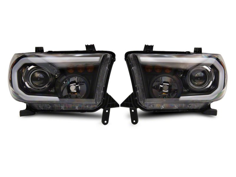 Raxiom for 2007-2013 Toyota Tundra Axial Projector Headlights w/ SEQL LED Bar- Black Housing (Clear Lens) - Image 2