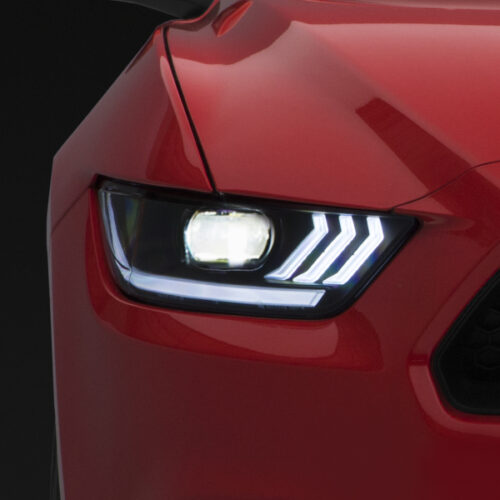 Raxiom for 2015-2017 Ford Mustang Projector Headlights OEM HID Bulbs- Black Housing (Clear Lens)