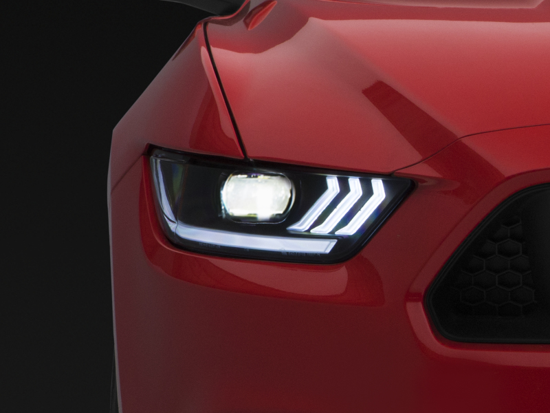 Raxiom for 2015-2017 Ford Mustang Projector Headlights OEM HID Bulbs- Black Housing (Clear Lens)