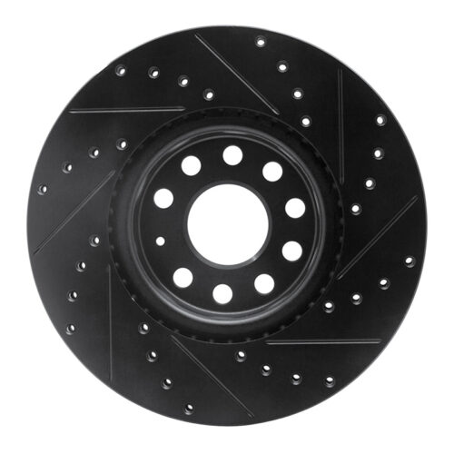 R1 Concepts for 2005-2025 Audi A3 Sportback E-Tron Front Left Drilled & Slotted Black Brake Rotor - Image 5
