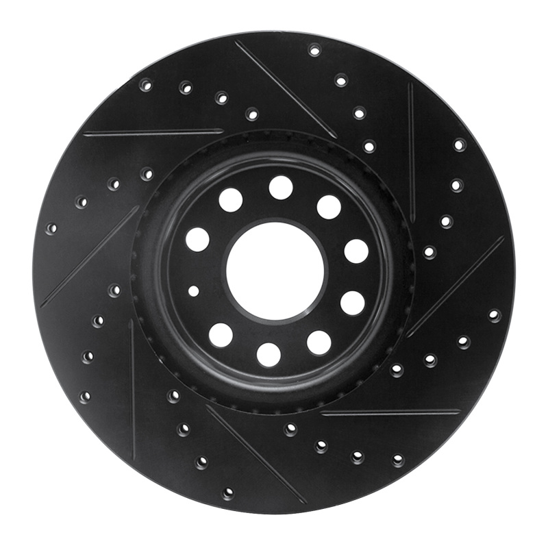 R1 Concepts for 2005-2025 Audi A3 Sportback E-Tron Front Left Drilled & Slotted Black Brake Rotor - Image 5