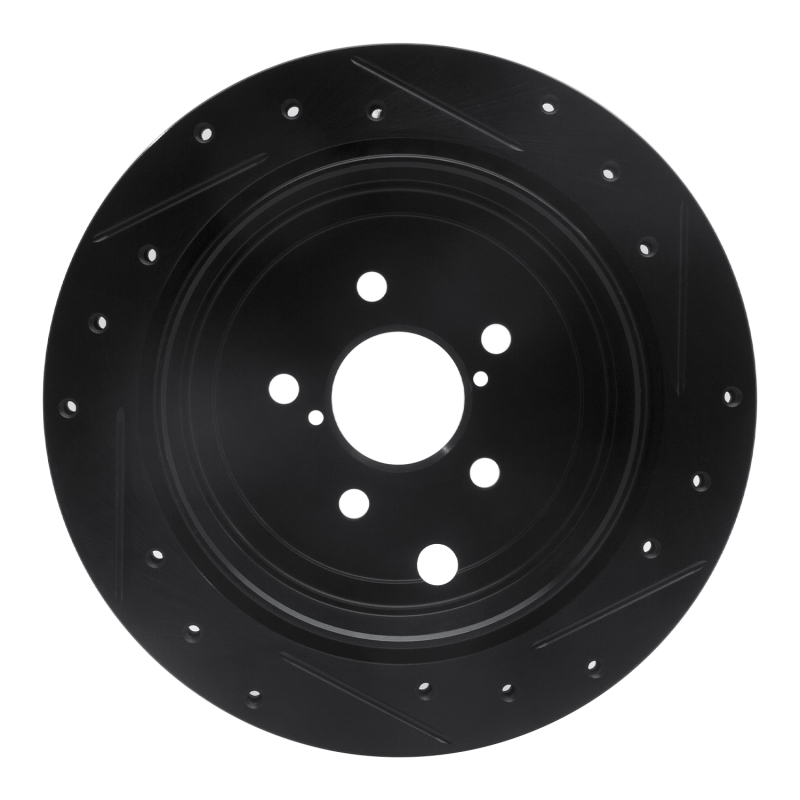 R1 Concepts for 10-25 Scion FR-S Rear Left Drilled & Slotted Black Brake Rotor - Image 5