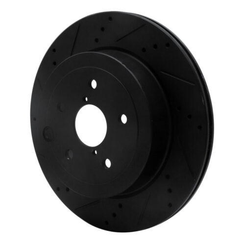 R1 08-20 Subaru WRX Rear Left Drilled & Slotted Black Brake Rotor - Image 2