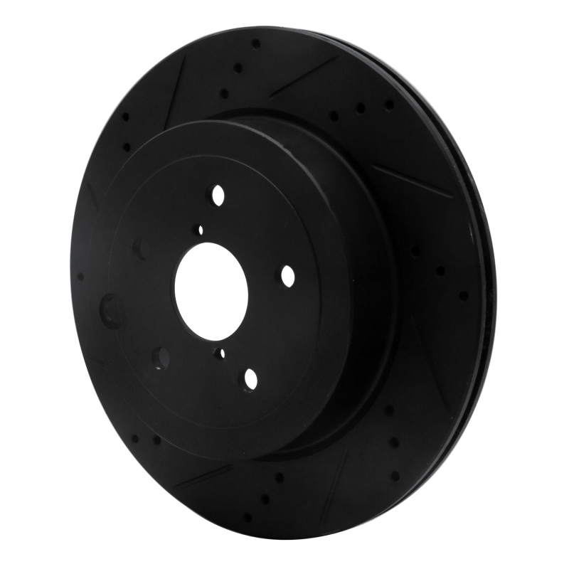 R1 08-20 Subaru WRX Rear Left Drilled & Slotted Black Brake Rotor - Image 2