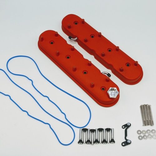 Granatelli 96-22 GM LS Tall Valve Cover w/Integral Angled Coil Mounts - Red Wrinkle (Pair) - Image 2