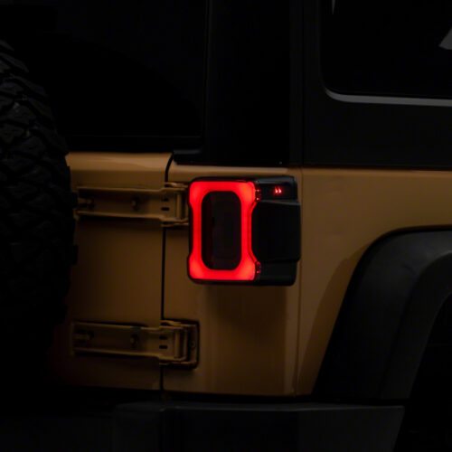 Raxiom for 2007-2018 Jeep Wrangler JK Axial Series Carver LED Tail Lights- Black Housing (Smoked Lens)