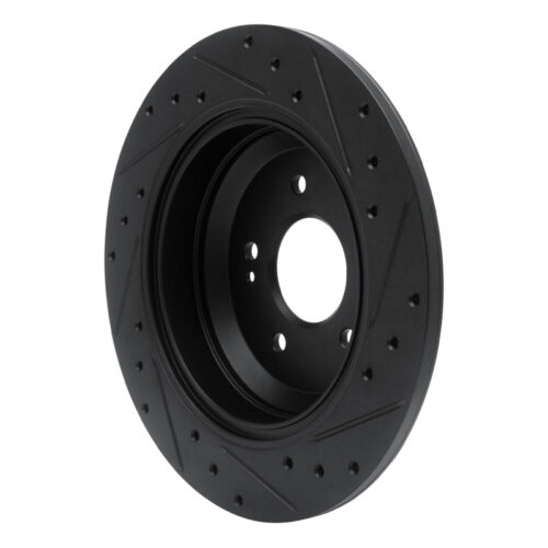 R1 Concepts for 18-23 Genesis G70 Rear Left Drilled & Slotted Black Brake Rotor - Image 4