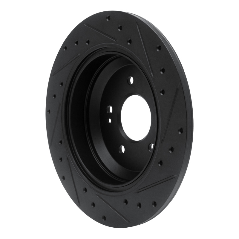 R1 Concepts for 18-23 Genesis G70 Rear Left Drilled & Slotted Black Brake Rotor - Image 4